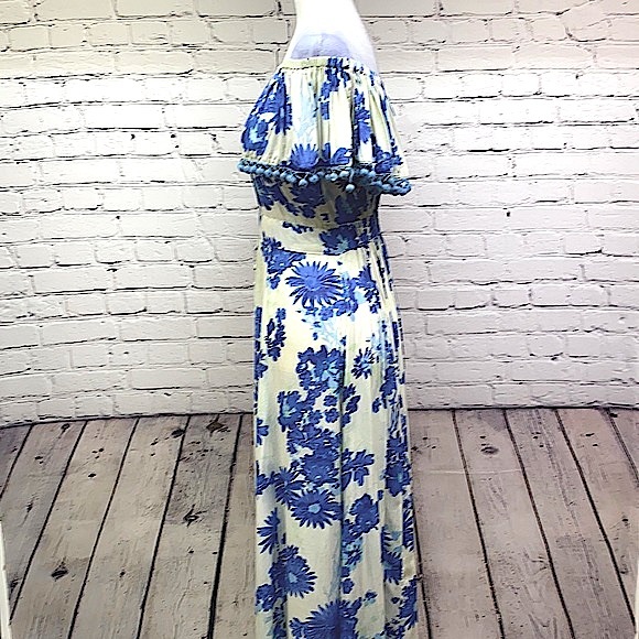 Z & L Europe Blue Floral Boho Maxi Dress - Picture 16 of 16